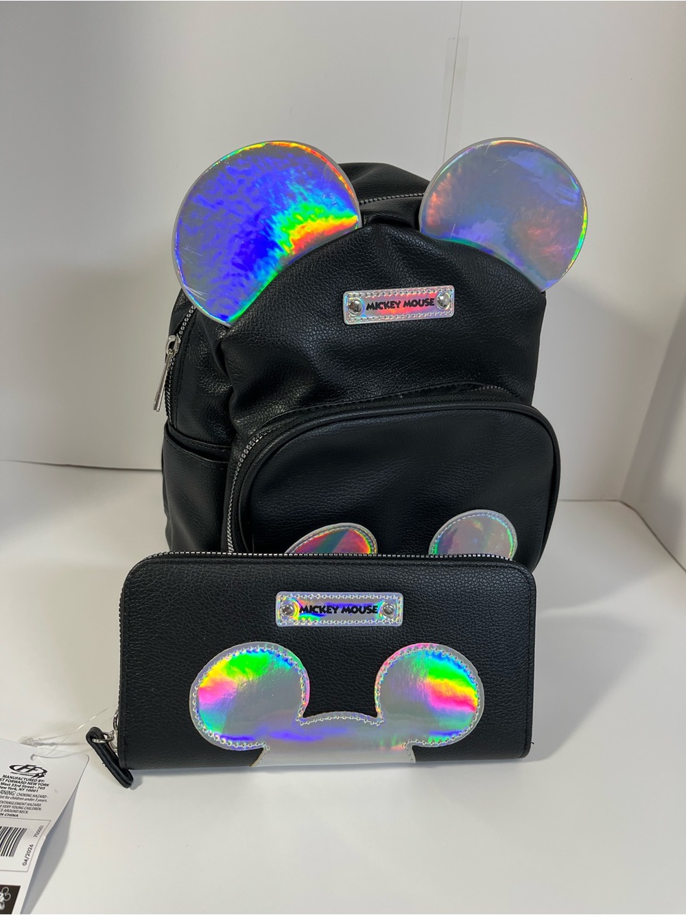Black Kids Backpack & Wallet Set with Holographic Ears